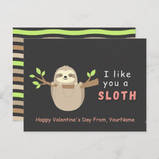 Cute Sloth Valentine’s Day Card Feestdagenkaart