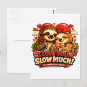 Cute Sloth Valentine’s Day Love Design, I Love You Briefkaart (Voorkant / Achterkant)