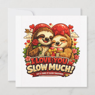 Cute Sloth Valentine’s Day Love Design, I Love You Kaart