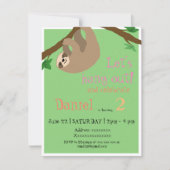 Cute Sloth, verjaardagsfeestuitnodiging Kaart (Voorkant)