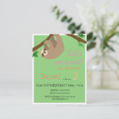 Cute Sloth, verjaardagsfeestuitnodiging Kaart (Staand voorkant)