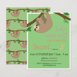 Cute Sloth, verjaardagsfeestuitnodiging Kaart