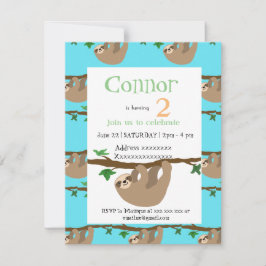 Cute Sloth, verjaardagsfeestuitnodiging Kaart