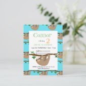 Cute Sloth, verjaardagsfeestuitnodiging Kaart (Staand voorkant)