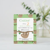 Cute Sloth, verjaardagsfeestuitnodiging Kaart (Staand voorkant)