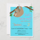 Cute Sloth, verjaardagsfeestuitnodiging Kaart (Voorkant)