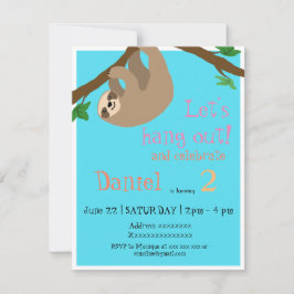 Cute Sloth, verjaardagsfeestuitnodiging Kaart