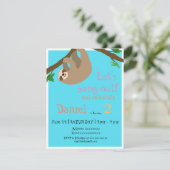 Cute Sloth, verjaardagsfeestuitnodiging Kaart (Staand voorkant)