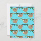 Cute Sloth, verjaardagsfeestuitnodiging Kaart (Achterkant)