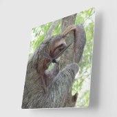 Cute Sloth Vierkante Klok (Hoek)
