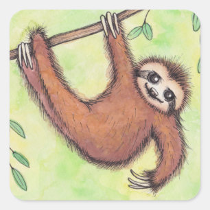 Cute Sloth Vierkante Sticker