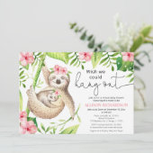 Cute Sloth Virtual baby shower roze tropisch meisj Kaart (Staand voorkant)