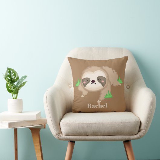 Cute sloth voegt naam meiden kamerdecor toe kussen (Stoel)