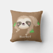 Cute sloth voegt naam meiden kamerdecor toe kussen (Voorkant)