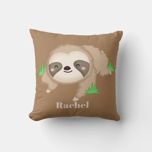 Cute sloth voegt naam meiden kamerdecor toe kussen (Voorkant)