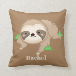 Cute sloth voegt naam meiden kamerdecor toe kussen