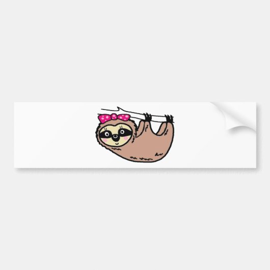 Cute sloth vrouw bumpersticker (Voorkant)
