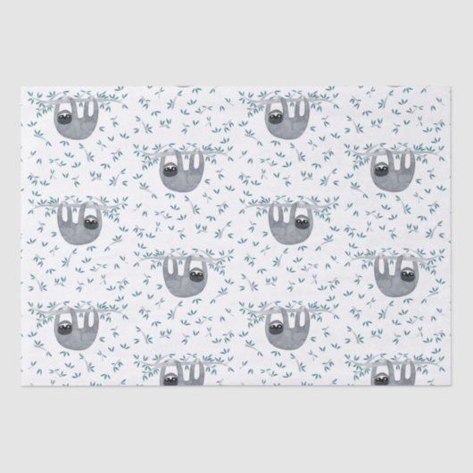 Cute Sloth Waterverf Pattern Tissuepapier (Voorkant)
