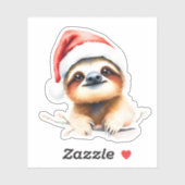 Cute Sloth Wearing A Santa hat Sticker (Vel)