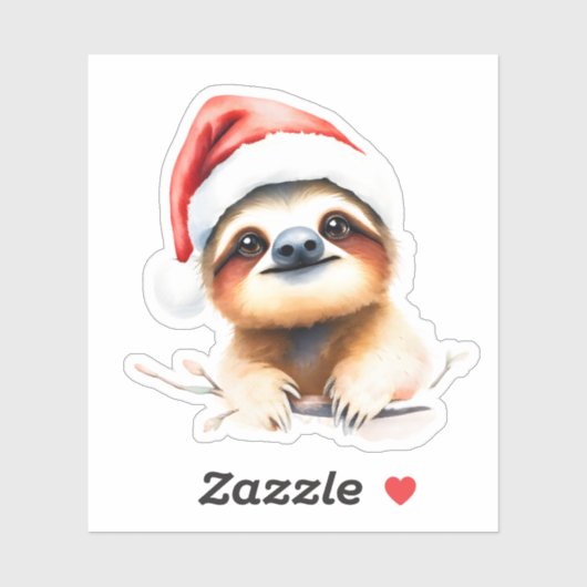 Cute Sloth Wearing A Santa hat Sticker (Vel)