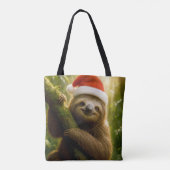 Cute Sloth Wearing a Santa Hat Tote Bag (Achterkant)
