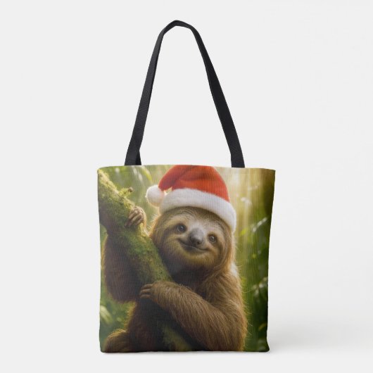 Cute Sloth Wearing a Santa Hat Tote Bag (Achterkant)