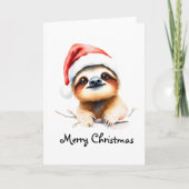 Cute Sloth Wearing Santa Hat Kaart (Voorkant)