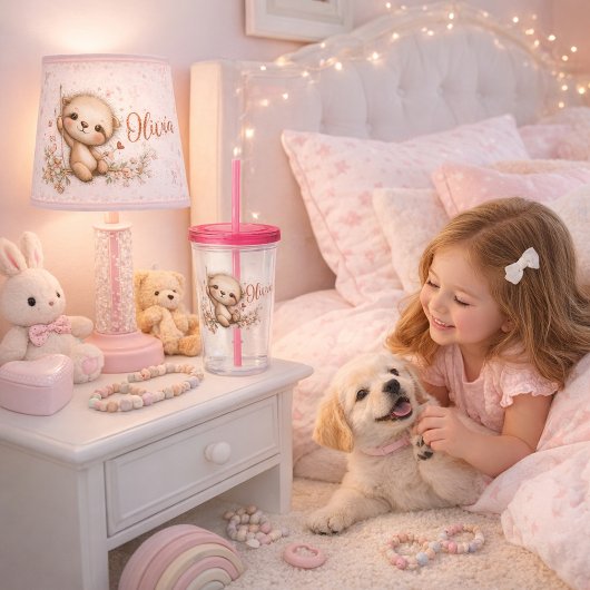 Cute Sloth with Floral Accents Acryl Drinkbeker