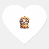 Cute Sloth with Pumpkin Halloween Cartoon Vector I Hart Sticker (Voorkant)