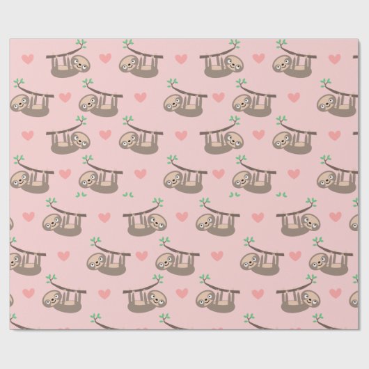 Cute Sloth Wrapping Paper Cadeaupapier (Vlak)