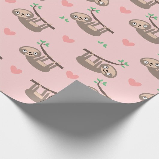 Cute Sloth Wrapping Paper Cadeaupapier (Hoek)
