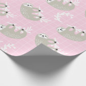 Cute Sloth Wrapping Paper Cadeaupapier (Hoek)
