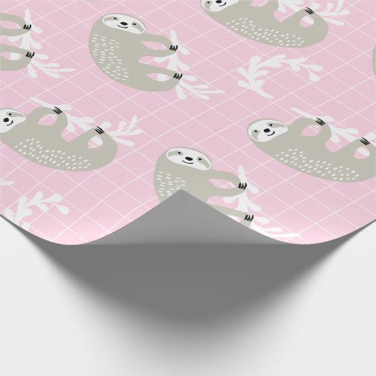 Cute Sloth Wrapping Paper Cadeaupapier (Hoek)