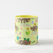 Cute Sloth Yellow Pattern Funny Lazy Quote Floral Mok (Midden)