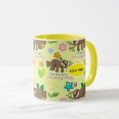 Cute Sloth Yellow Pattern Funny Lazy Quote Floral Mok (Voorkant rechts)