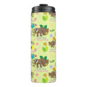 Cute Sloth Yellow Pattern Funny Lazy Quote Floral Thermosbeker (Voorkant)