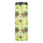 Cute Sloth Yellow Pattern Funny Lazy Quote Floral Thermosbeker (Achterkant)