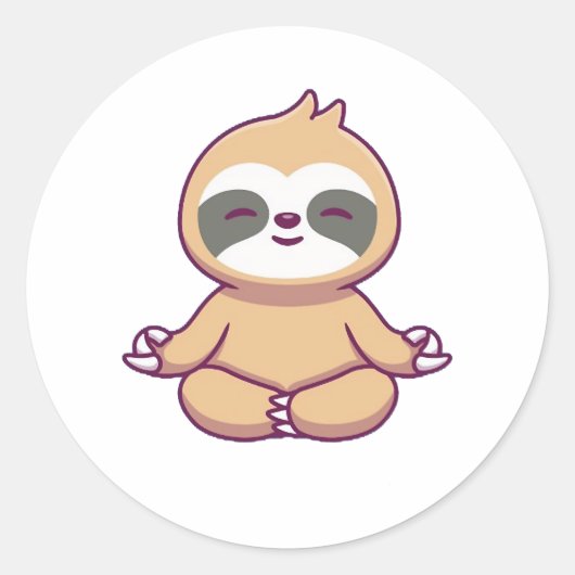 Cute Sloth Yoga Ronde Sticker (Voorkant)