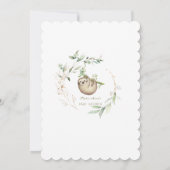Cute Sloths Airy Greenery Gold Baby shower Kaart (Achterkant)