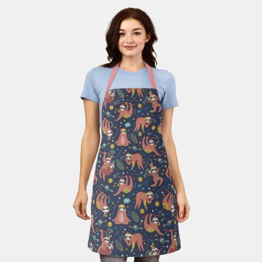 Cute Sloths Apron Schort (Gedragen)
