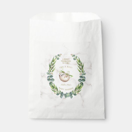 Cute Sloths Eucalyptus WreatBaby shower Bedankzakje (Voorkant)