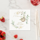 Cute Sloths Floral Greenery Girl Baby shower Pape Servet (Insitu)
