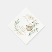 Cute Sloths Floral Greenery Girl Baby shower Pape Servet (Hoek)