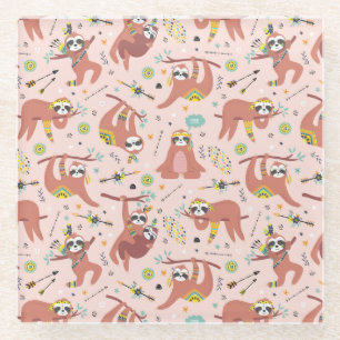 Cute Sloths Glass Onderzetter