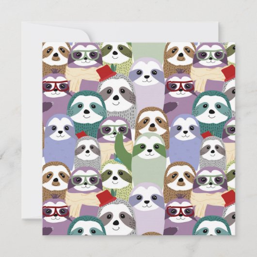 Cute Sloths Holiday Kaart (Voorkant)