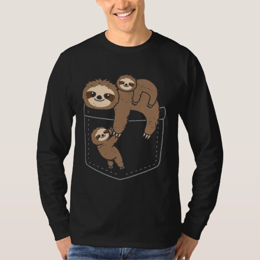Cute Sloths In Pocket Lazy Sloth  Animal Owner Gra T-shirt (Voorkant)