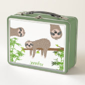 Cute Sloths Monogrammed Lunch Box (Voorkant)