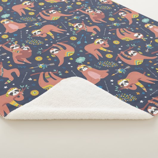 Cute Sloths Sherpa Blanket Deken (3/4)