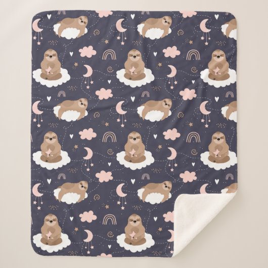 Cute Sloths Sherpa Blanket Deken (Voorkant)