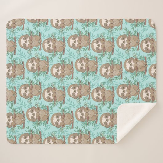 Cute Sloths Sherpa Blanket Deken (Voorkant (horizontaal))